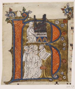 Manuscript cutting illuminated initial ‘r’ for cistercian gradualmanuscript cutting illuminated initial ‘r’ for cistercian gradual