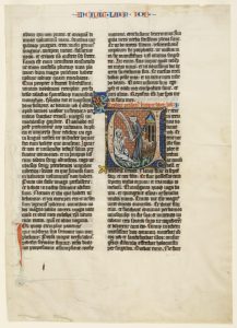 Manuscript cutting initial ‘u’ showing job and his wifemanuscript cutting initial ‘u’ showing job and his wife