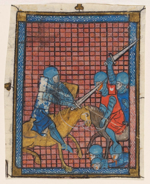 Manuscript cutting miniature from the romance of pelyarmenusmanuscript cutting miniature from the romance of pelyarmenus