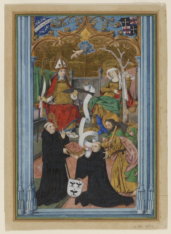 Manuscript cutting saints and patron from the giltlingen psaltermanuscript cutting saints and patron from the giltlingen psalter